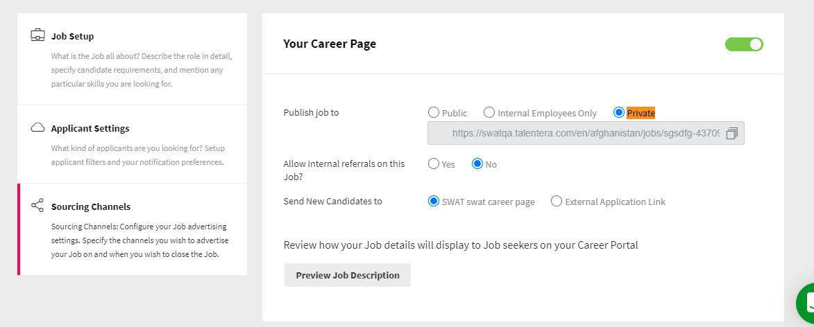 Introducing Private Jobs Link Feature! - Talentera